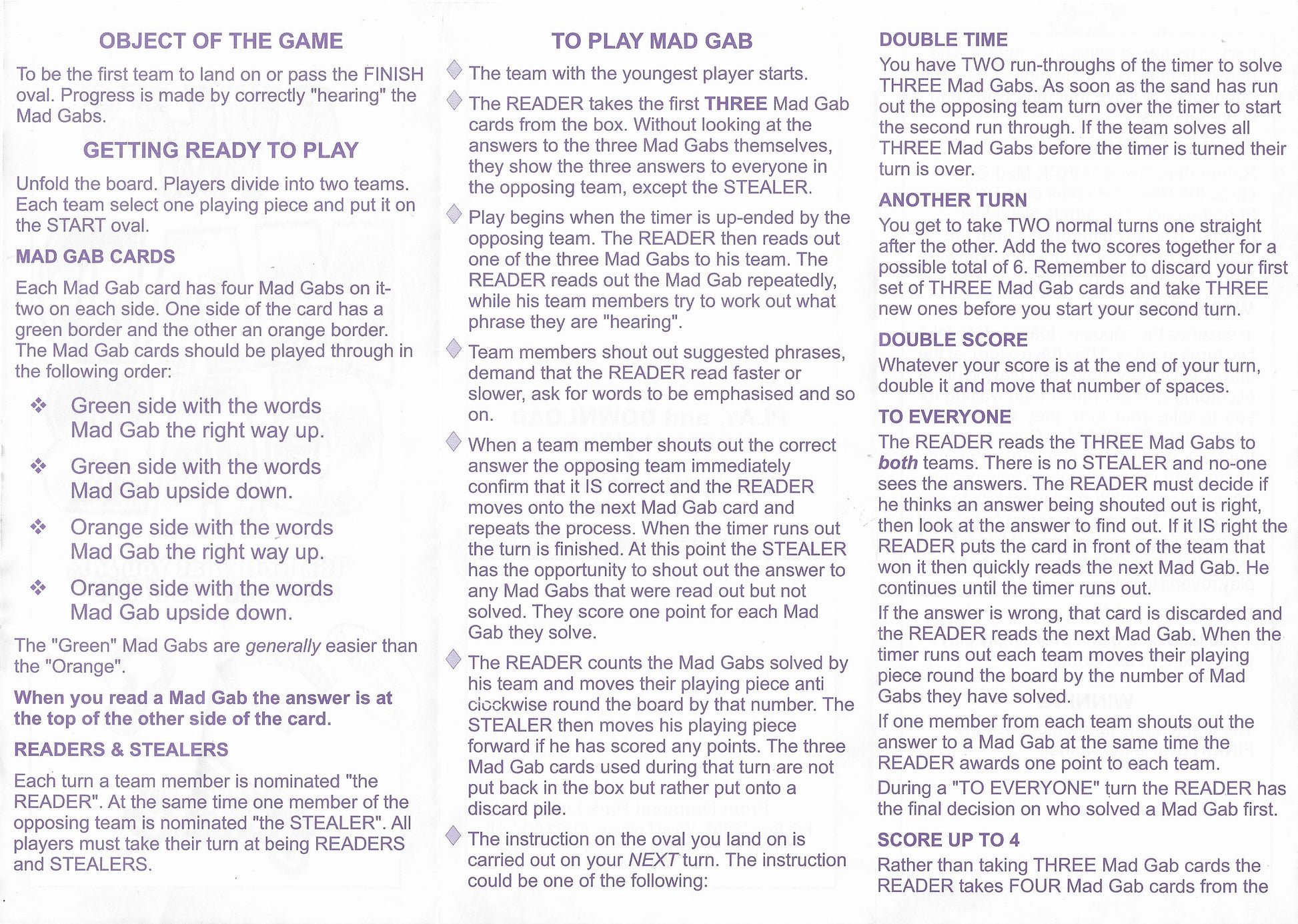 Game Rules for Mad Gab (2001) – What You Say Isn’t Always What They Hear