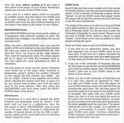 Get rid of all your EXAM cards in Backwords 1988 to win – just don’t mess up your pronunciation.