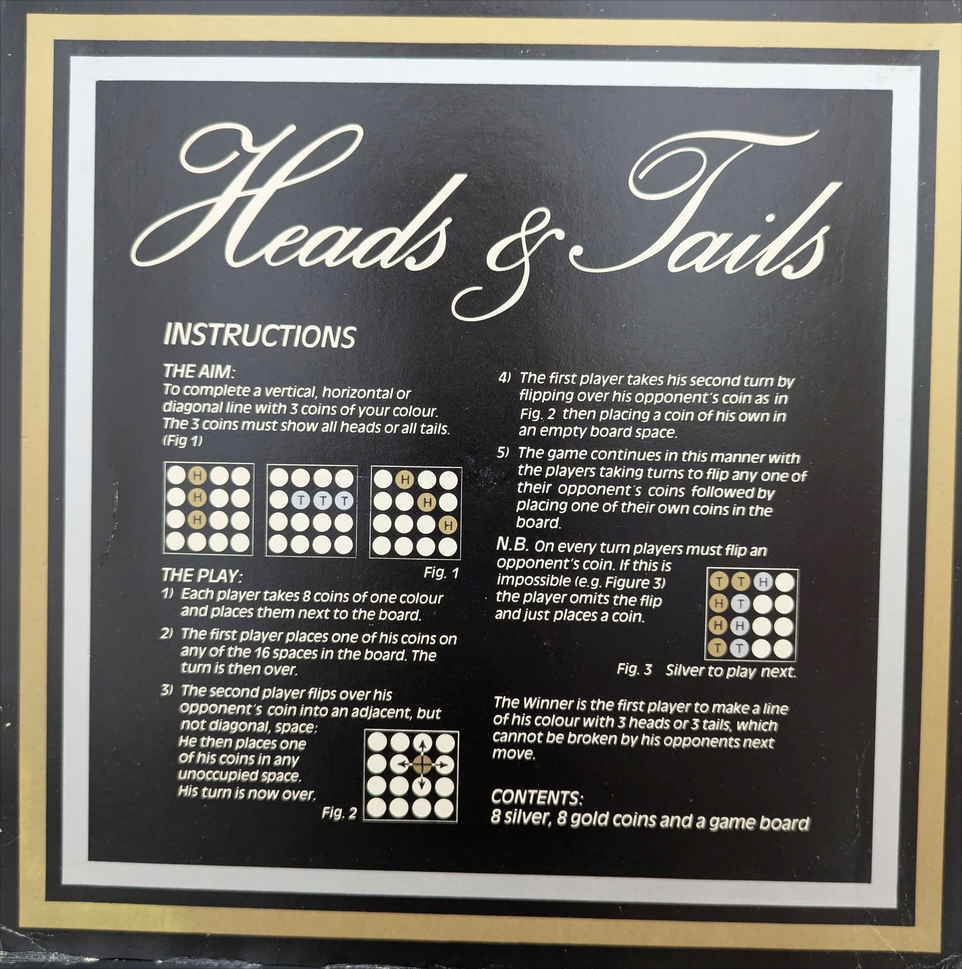 Heads & Tails (1981) Rules and Instructions for the Vintage Strategy Coin Game