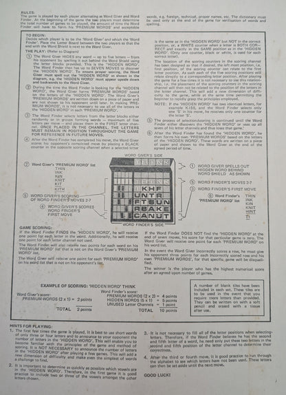 How to Play Call My Bluff 1974 – one player hides a word, the other has seven moves to find it.