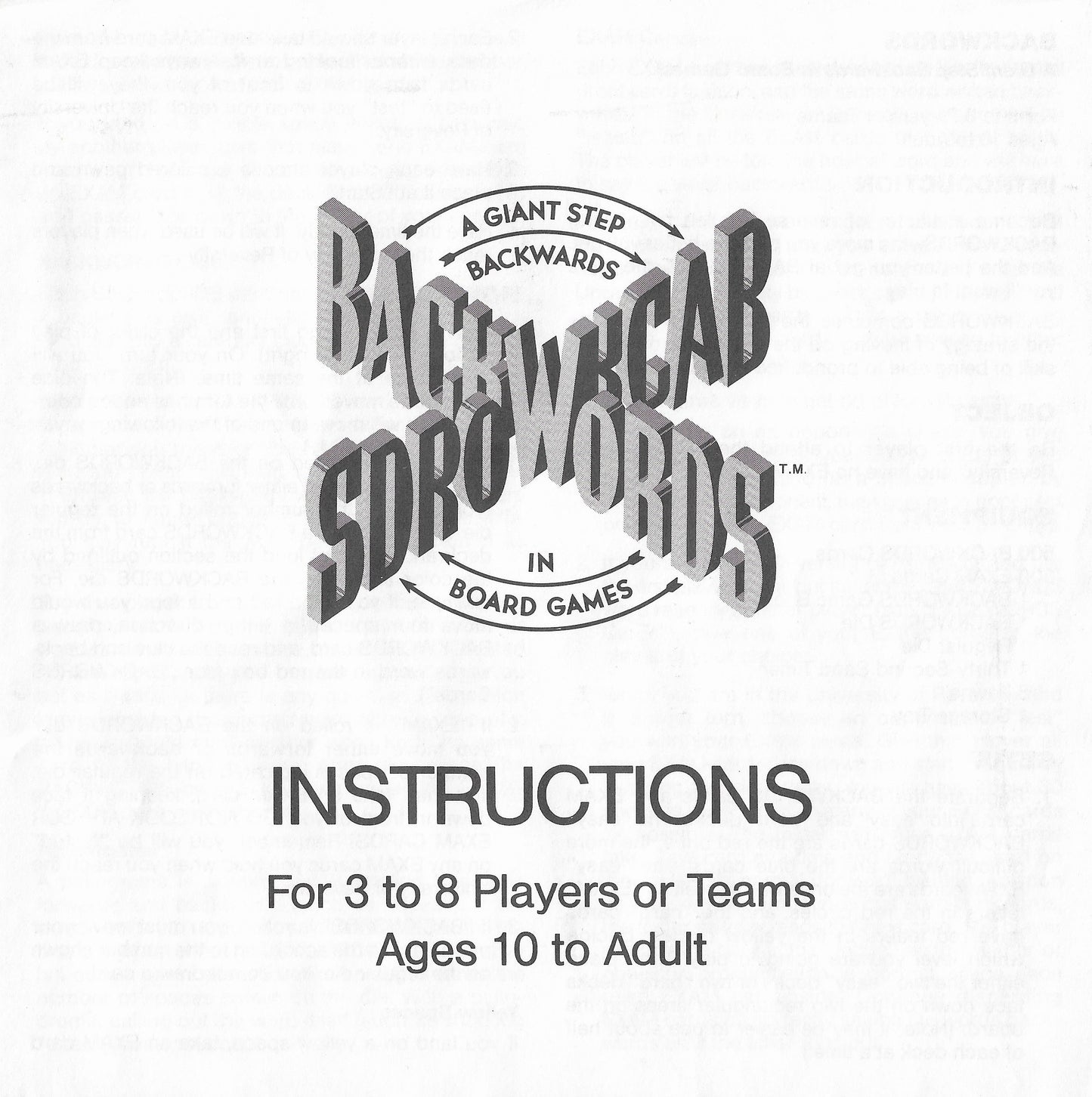 How to play Backwords 1988 – draw a card, read the word backwards, and hope someone guesses it right.