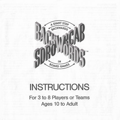 How to play Backwords 1988 – draw a card, read the word backwards, and hope someone guesses it right.