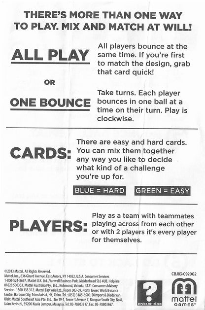How to play Bounce-Off (2013) Each ball must bounce before it lands – match the card’s pattern and claim your victory!