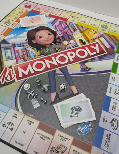 Ms Monopoly (2019) is a modern board game based on Monopoly with a focus on inventions and money management