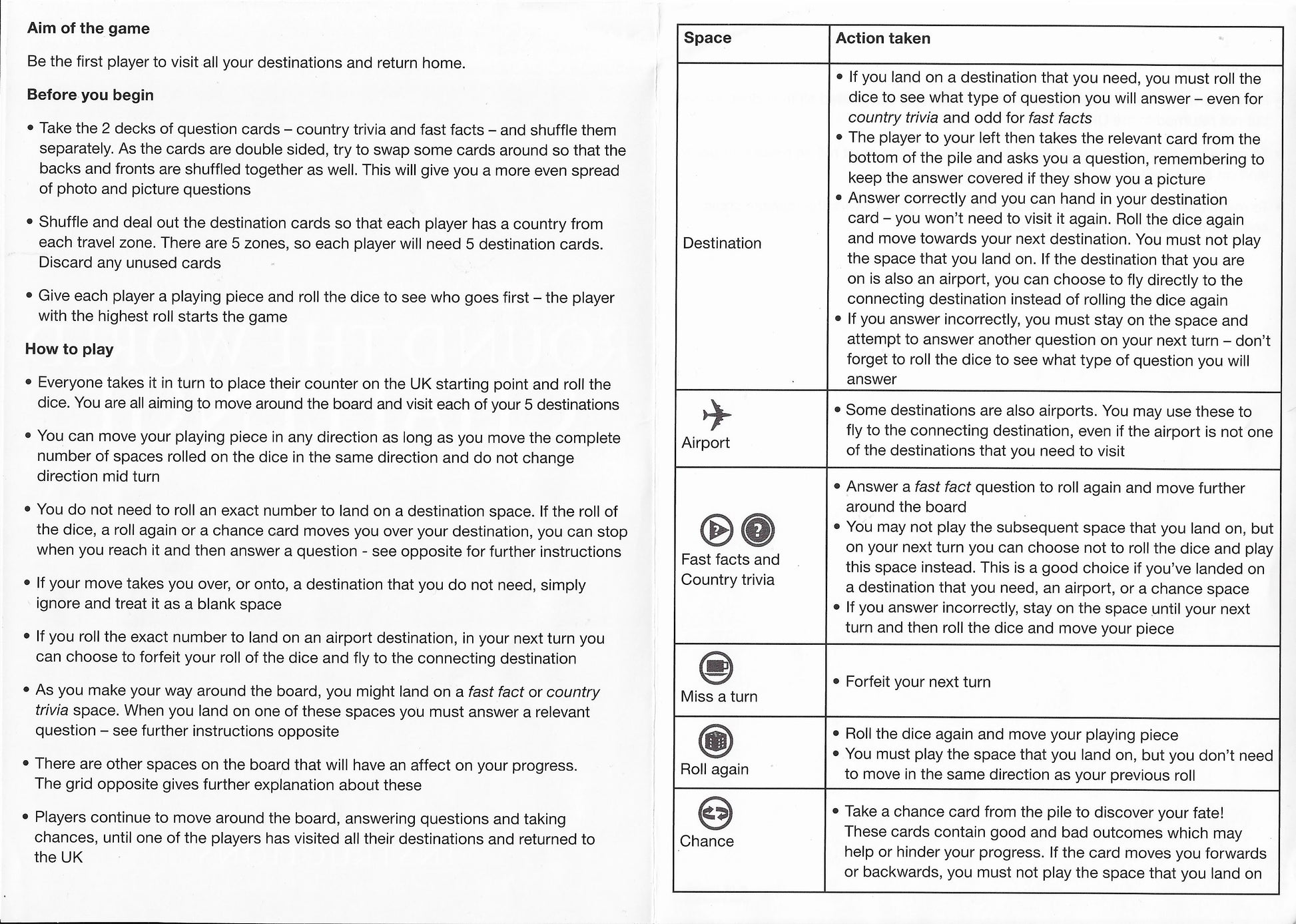 Official Instructions for Round the World Challenge (2012) – Marks & Spencer