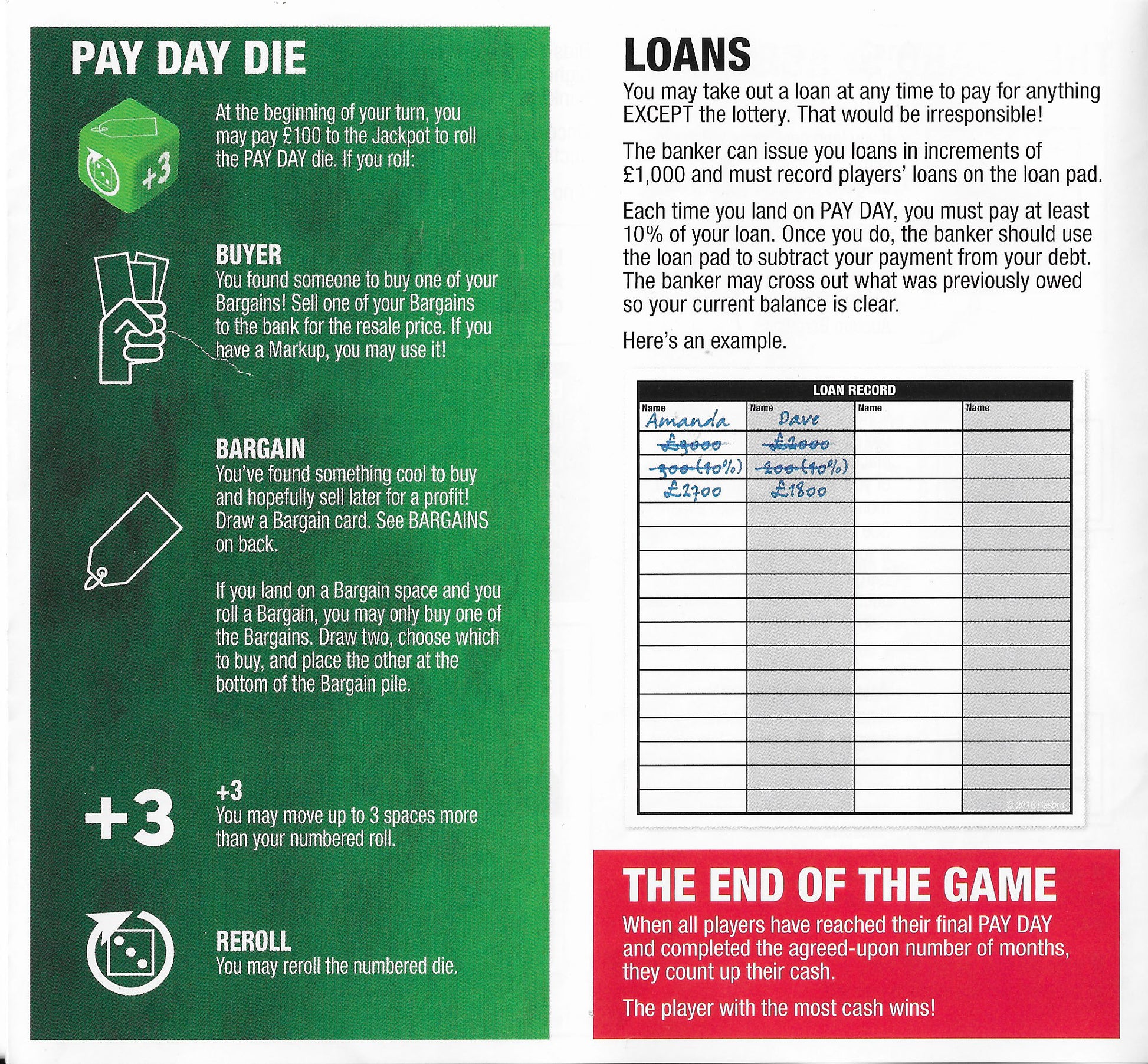 Payday (2016) rules describe how the game ends and how the winner is decided.