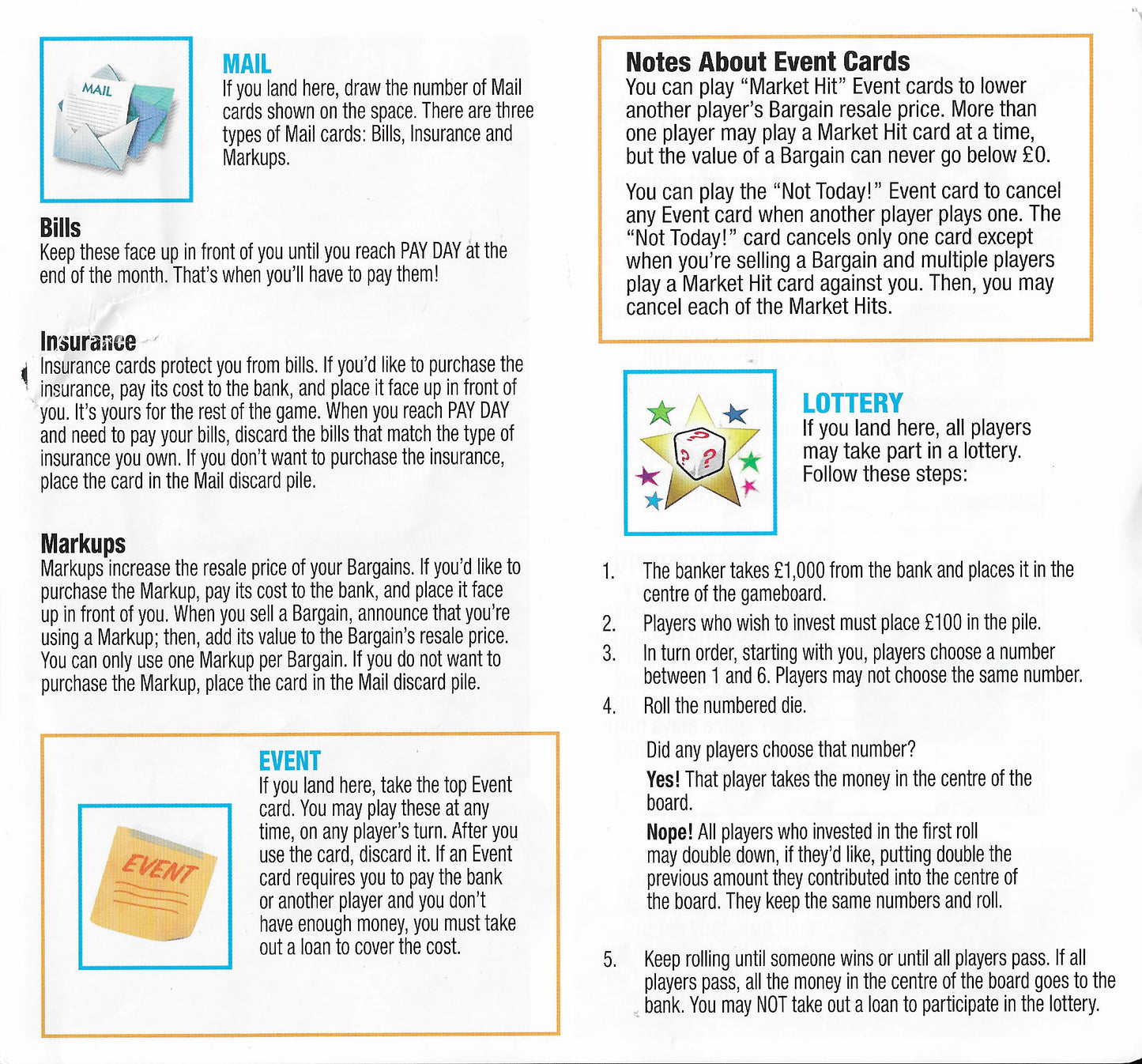 Payday (2016) rules describe what happens on payday spaces.