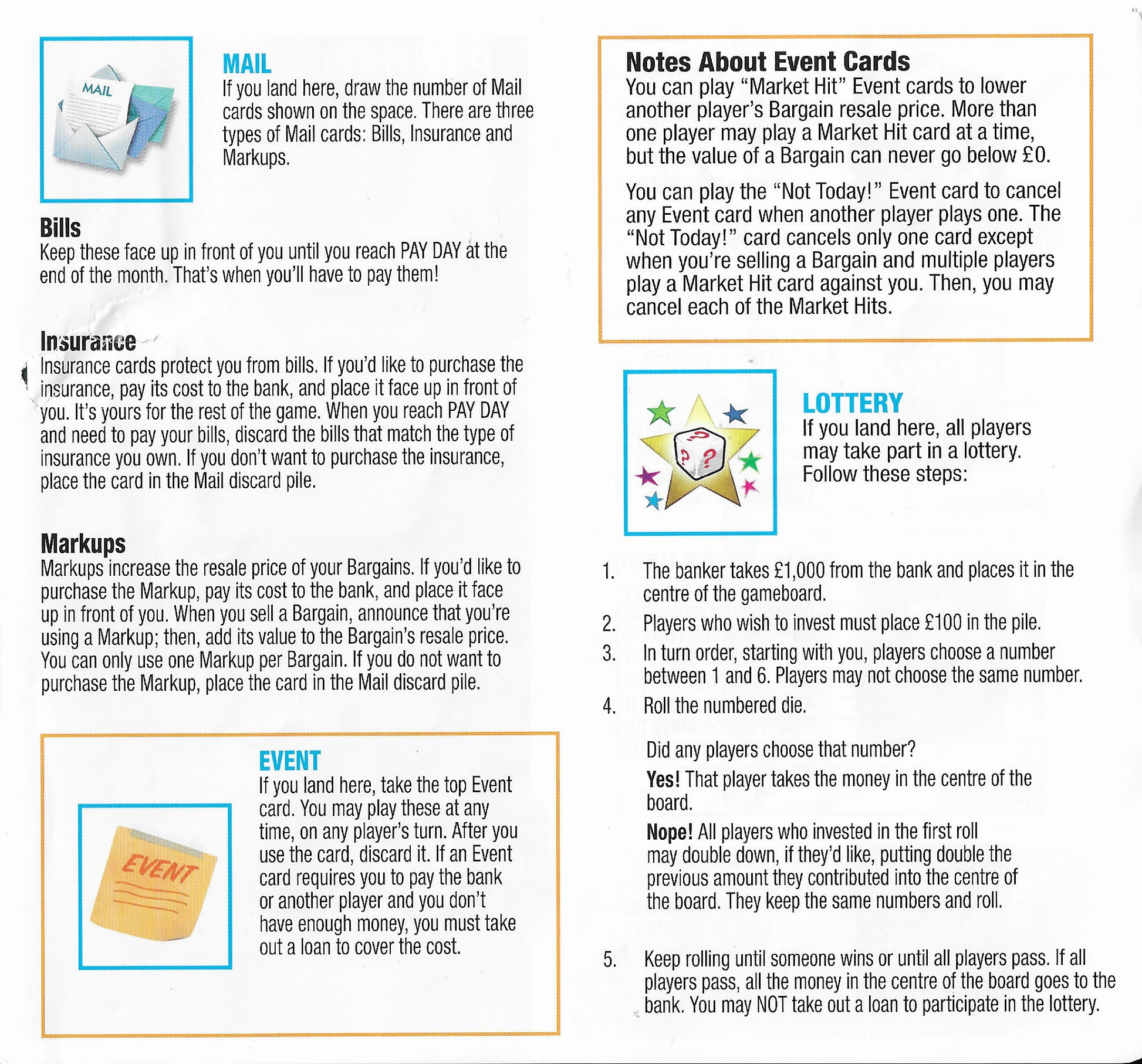 Payday (2016) rules describe what happens on payday spaces.