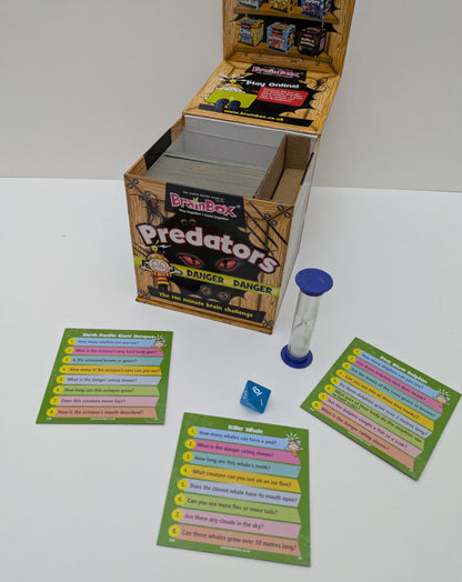 Predators BrainBox (2018) challenges players to study fierce predators and remember the details under pressure.