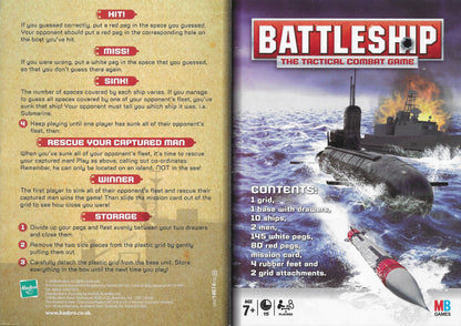 Rules of Play – Battleship Tactical Combat (2008) Master the art of naval warfare by calling out coordinates and sinking your opponent’s fleet before they sink yours.