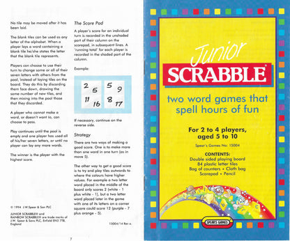 Scrabble Junior (1994) rules make it simple for children to learn word play.