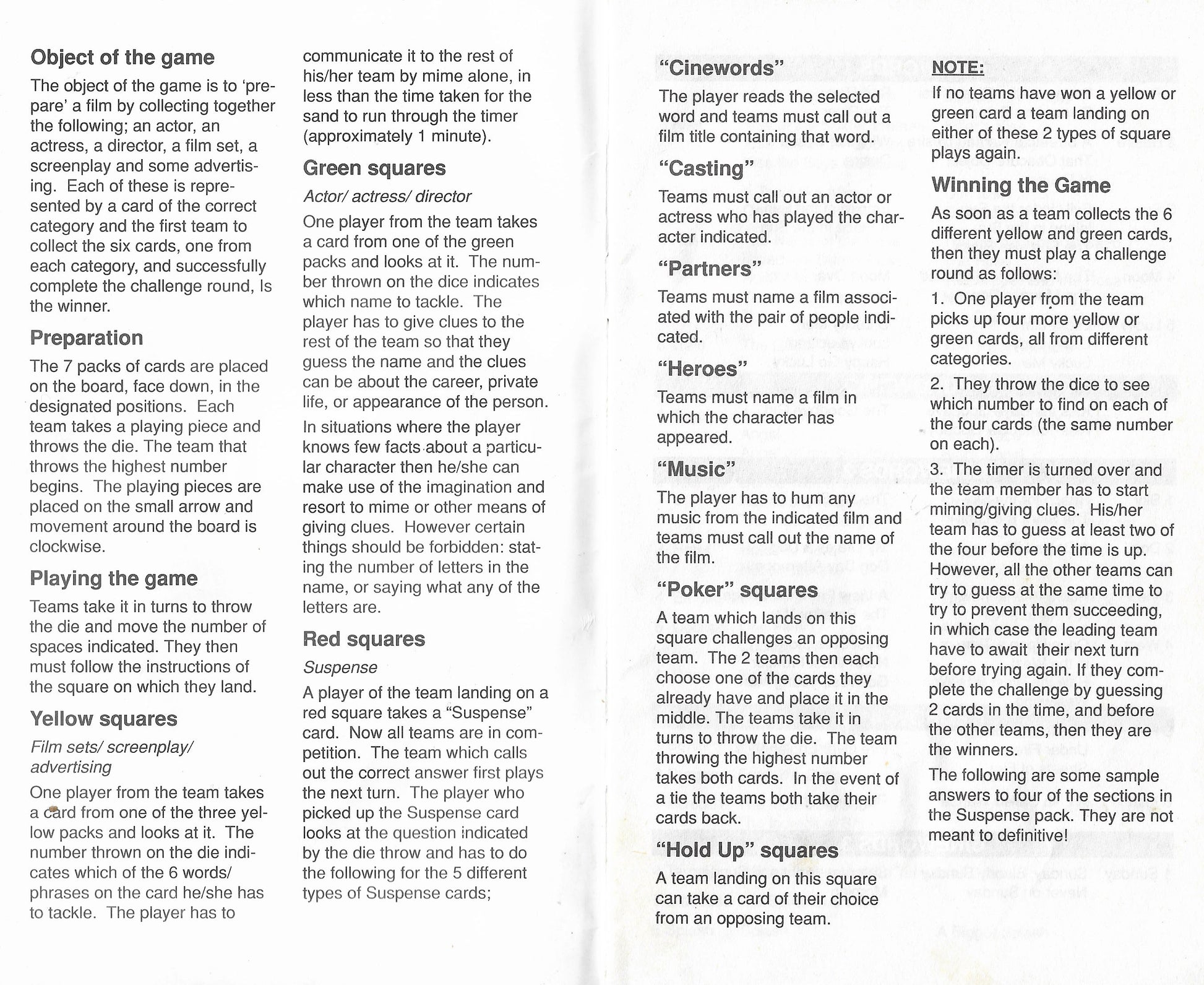Screen Play (1990) Rules – How to Play the Retro Film Game