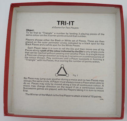 Simple rules, strategic depth – TRI-IT (1985) is a fast-paced two-player game that keeps you thinking every turn.