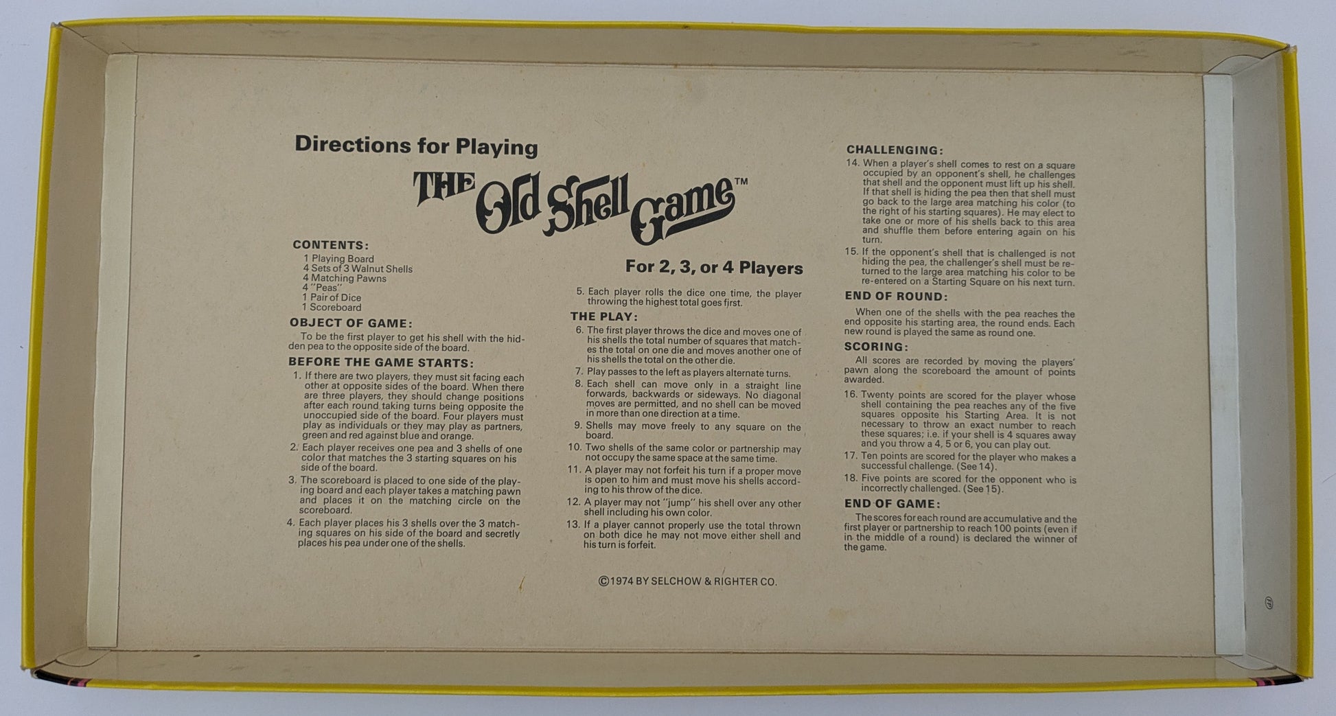 The Old Shell Game (1974) Rules – How to Play This Classic Game