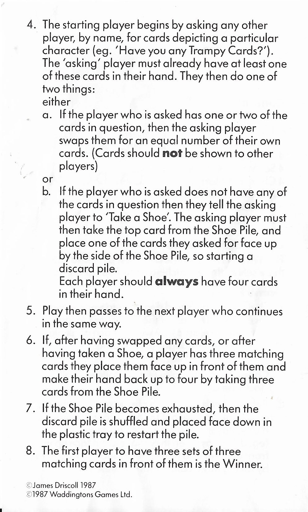 The Shoe People Card Game (1987) Rules – How to Play the Classic Matching Game