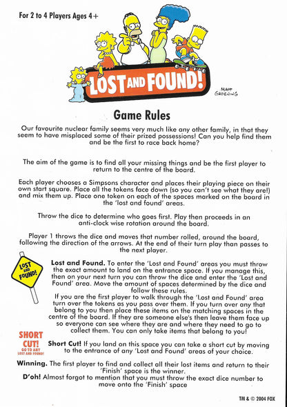 The Simpsons – Lost and Found (2005) rules explained clearly so you can start playing straight away.