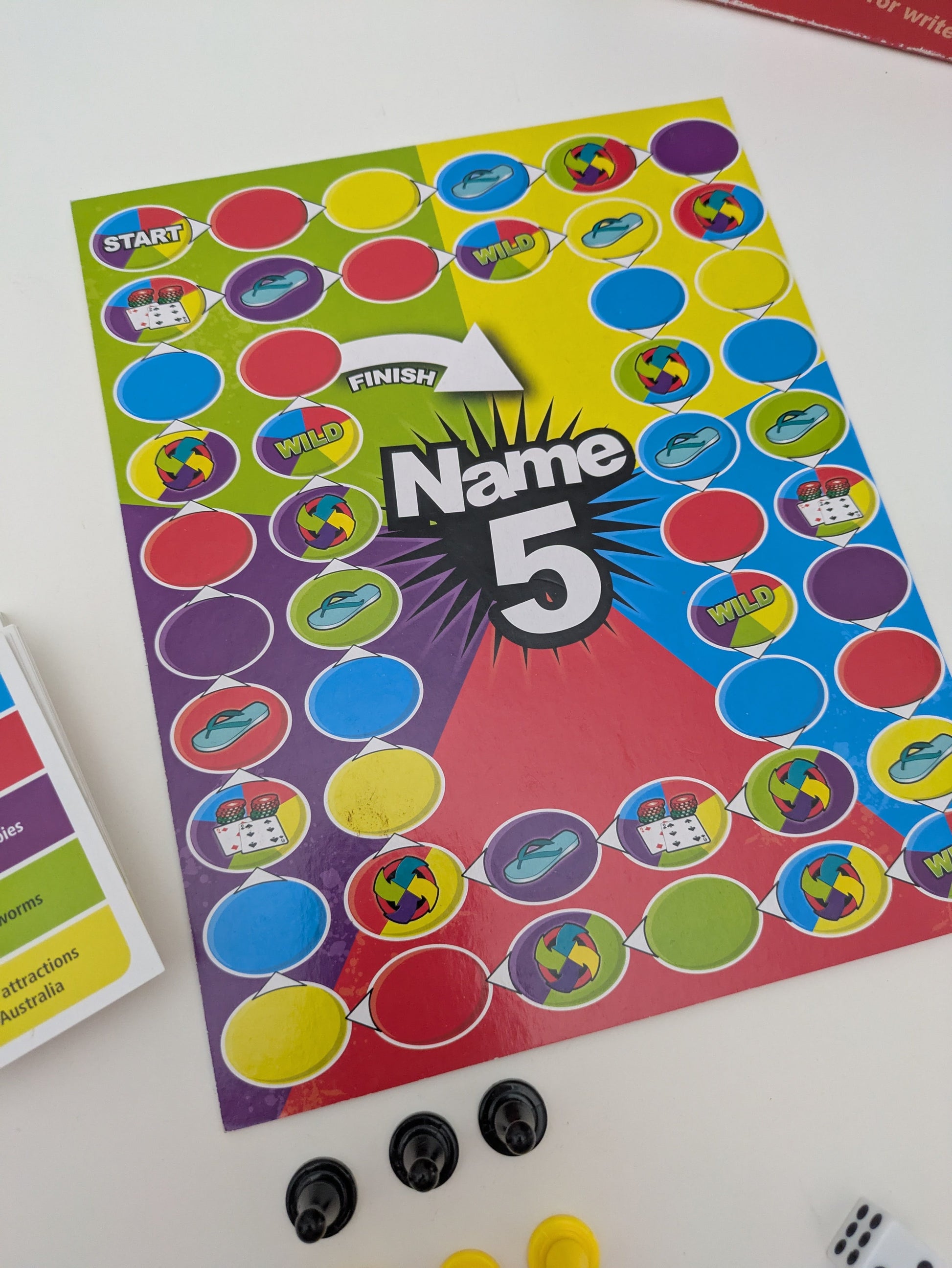 Think fast and shout louder in Name 5 (2013), a party game that gets everyone involved.