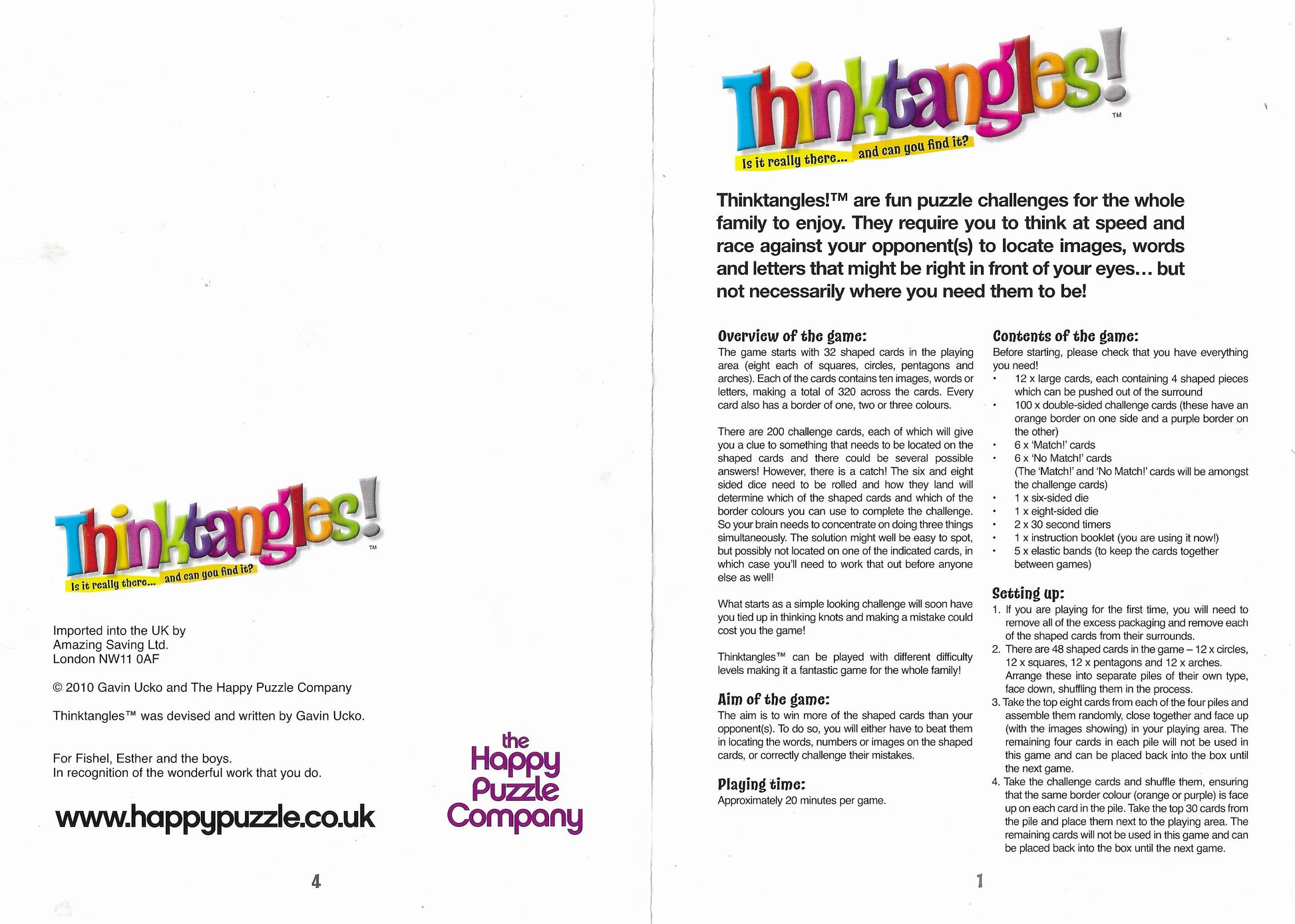 Thinktangles! (2010) Rules – How to Play This Quick Thinking Puzzle Challenge