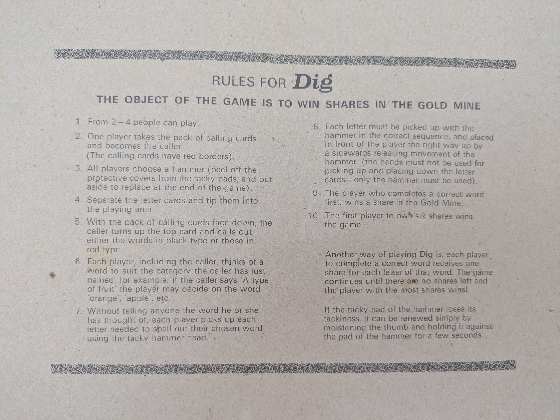 Whether you're playing with family or friends, Dig (1971) is one of those games that gets everyone talking and spelling out loud.