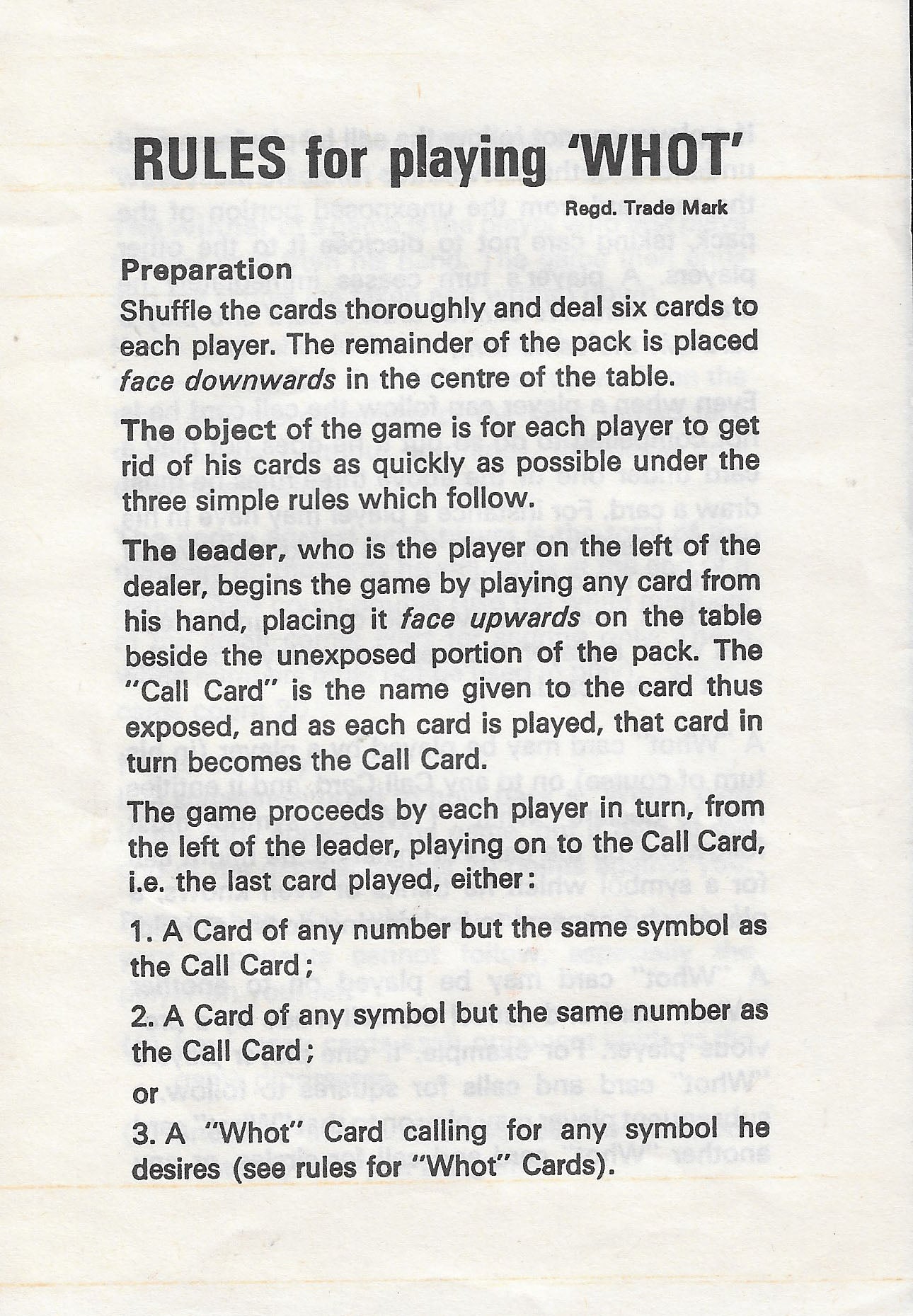 Whot (1963) Includes Special “Whot” Cards That Let You Change the Symbol and Take Control