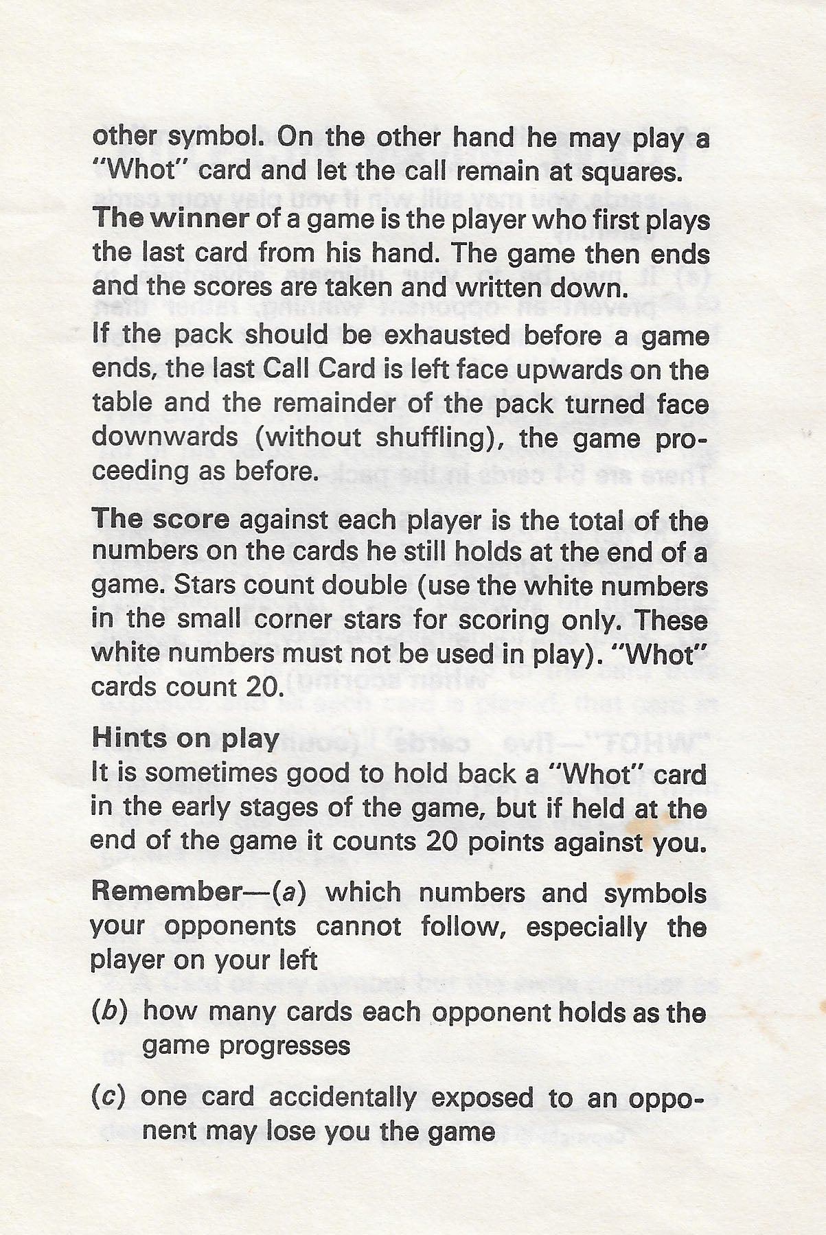 Whot (1963) Rules Are Simple – Match the Number or Symbol on the Call Card