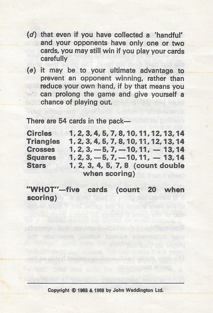 Whot (1963) Still Feels Fresh Today With Its Simple but Competitive Gameplay