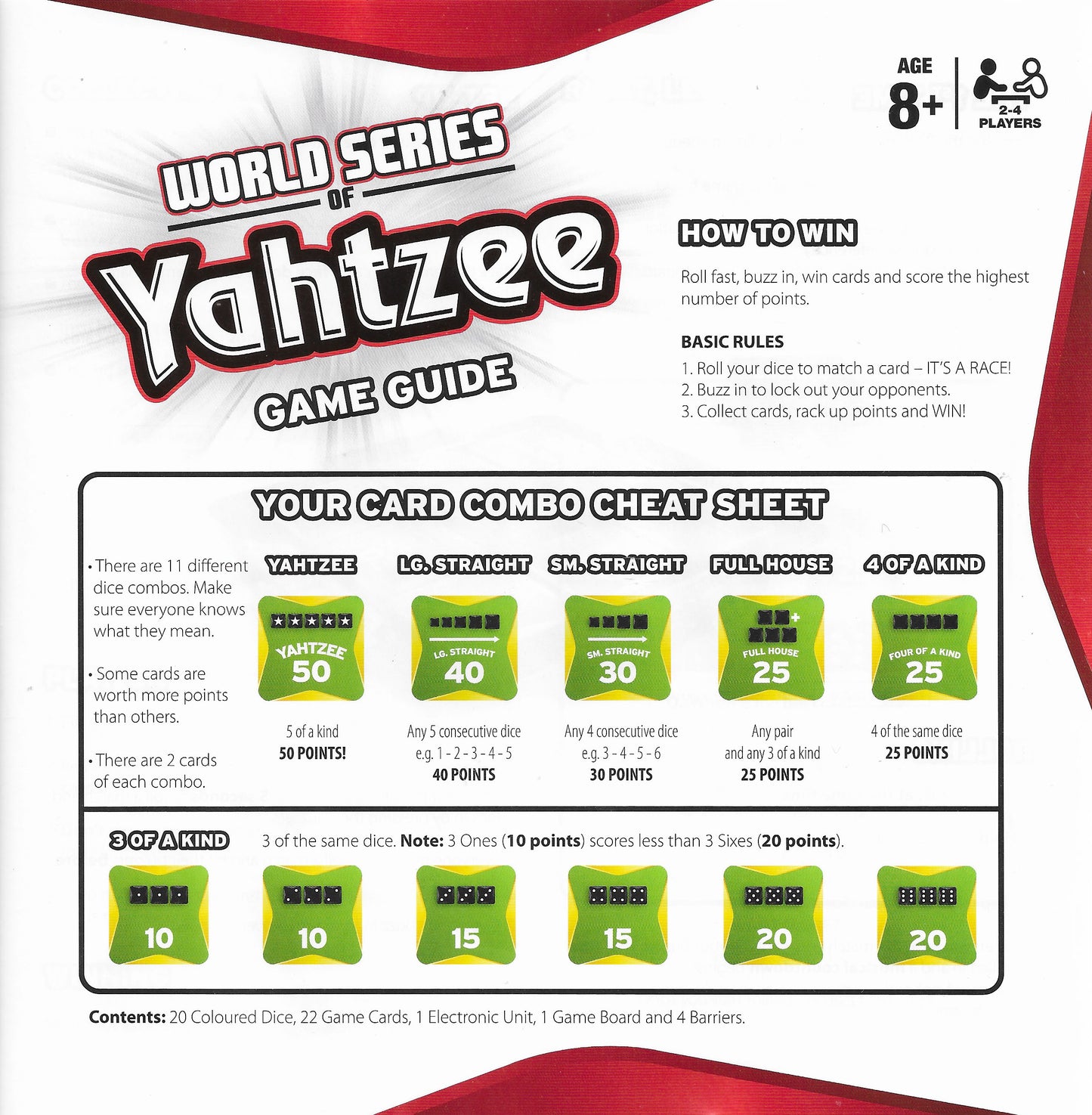 World Series of Yahtzee (2012) rules explain how players roll, buzz in and lock their turn.
